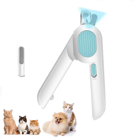 مقص أظافر للحيوانات الأليفة، مع مبرد أظافر مع ضوء ليد، تشذيب مخالب الكلاب مع ضوء ساطع، للقطط والجراء والأرانب والطيور وغيرها من مستحضرات تجميل أظافر الحيوانات الصغيرة من انون (أزرق)