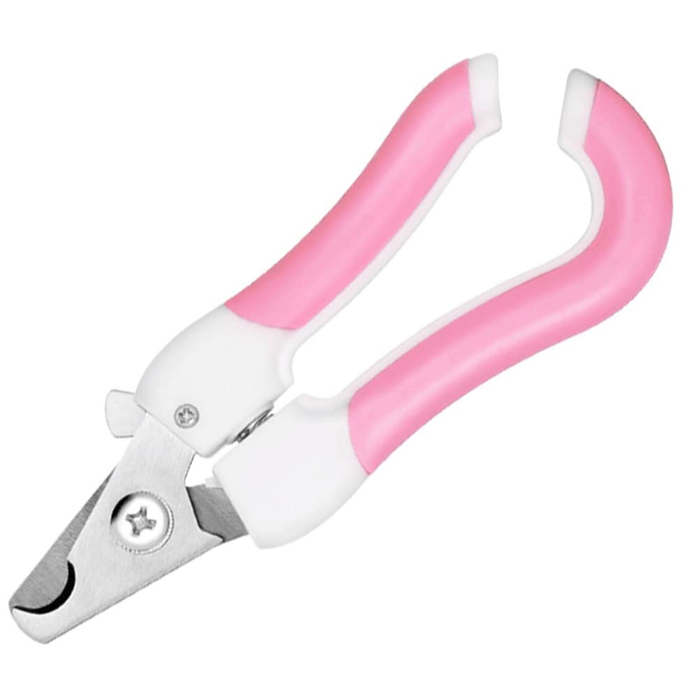 مقص اظافر للحيوانات الاليفة من مارجون، مقص اظافر للكلاب والقطط مضاد للانزلاق مع واقي امان مع مبرد اظافر للكلاب والقطط - بينك