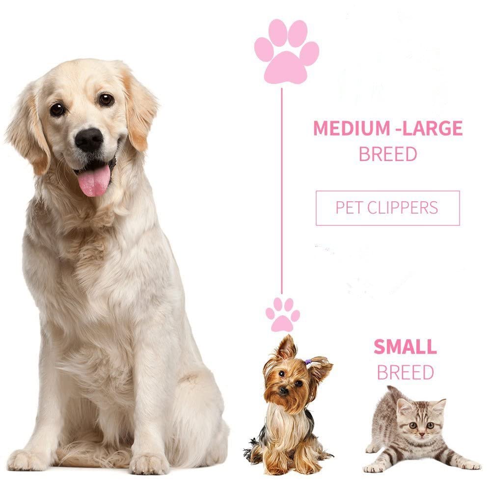 مقص اظافر للحيوانات الاليفة من مارجون، مقص اظافر للكلاب والقطط مضاد للانزلاق مع واقي امان مع مبرد اظافر للكلاب والقطط - بينك