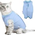 ملابس خصية للقطط مضادة للعق، بدلة تعافي احترافية للقطط من جروح البطن او الامراض الجلدية، ازرق