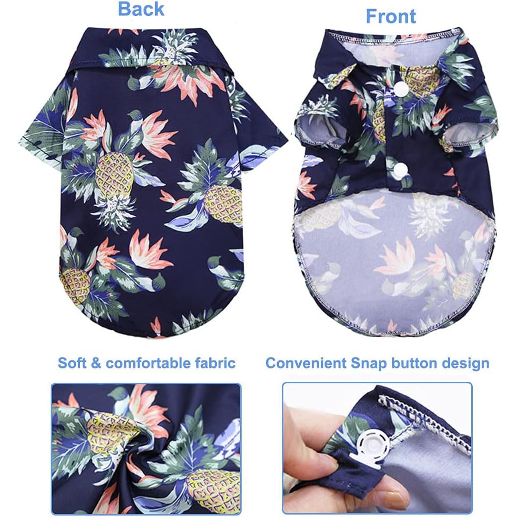 ملابس صيفية للحيوانات الاليفة من اكس سبرينج، 4 قطع من قمصان هاواي جيدة التهوية، تيشيرتات جراء خفيفة الوزن للكلاب الصغيرة والمتوسطة، ملابس قطط وكلاب للمشي، زي لطيف ومريح للحيوانات الاليفة للطقس الحار