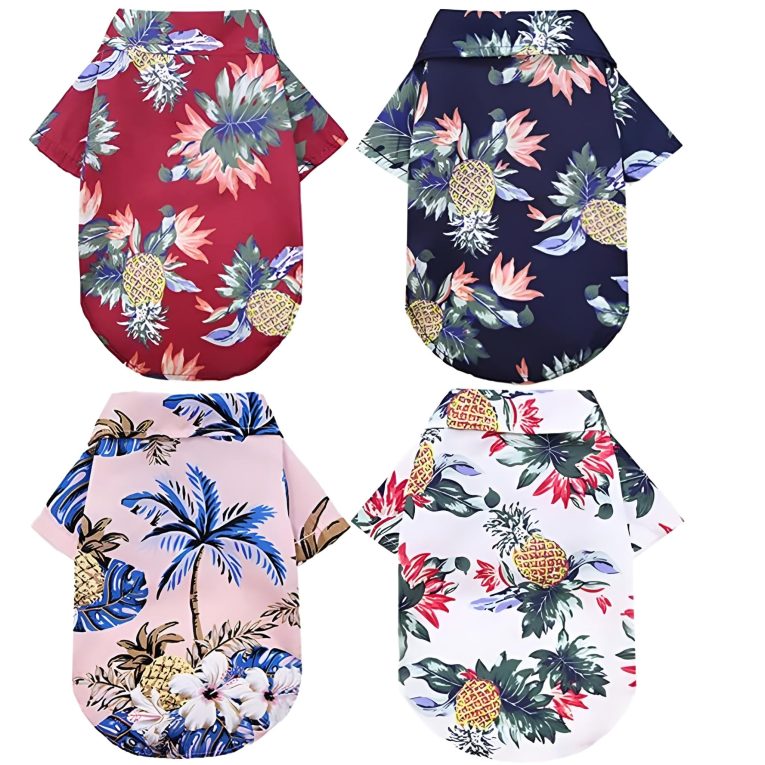 ملابس صيفية للحيوانات الاليفة من اكس سبرينج، 4 قطع من قمصان هاواي جيدة التهوية، تيشيرتات جراء خفيفة الوزن للكلاب الصغيرة والمتوسطة، ملابس قطط وكلاب للمشي، زي لطيف ومريح للحيوانات الاليفة للطقس الحار