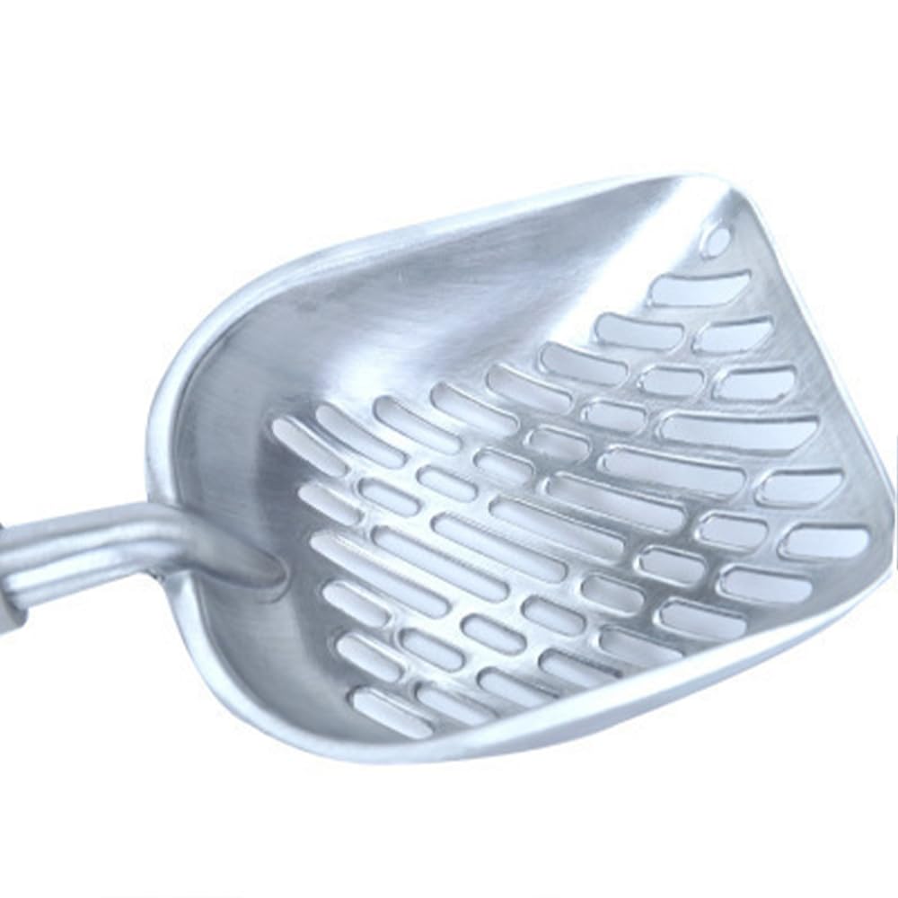 ملعقة فضلات القطط معدنية لتنظيف والكلاب والحيوانات الأليفة تنظيف الفضلات رمادي فاتح