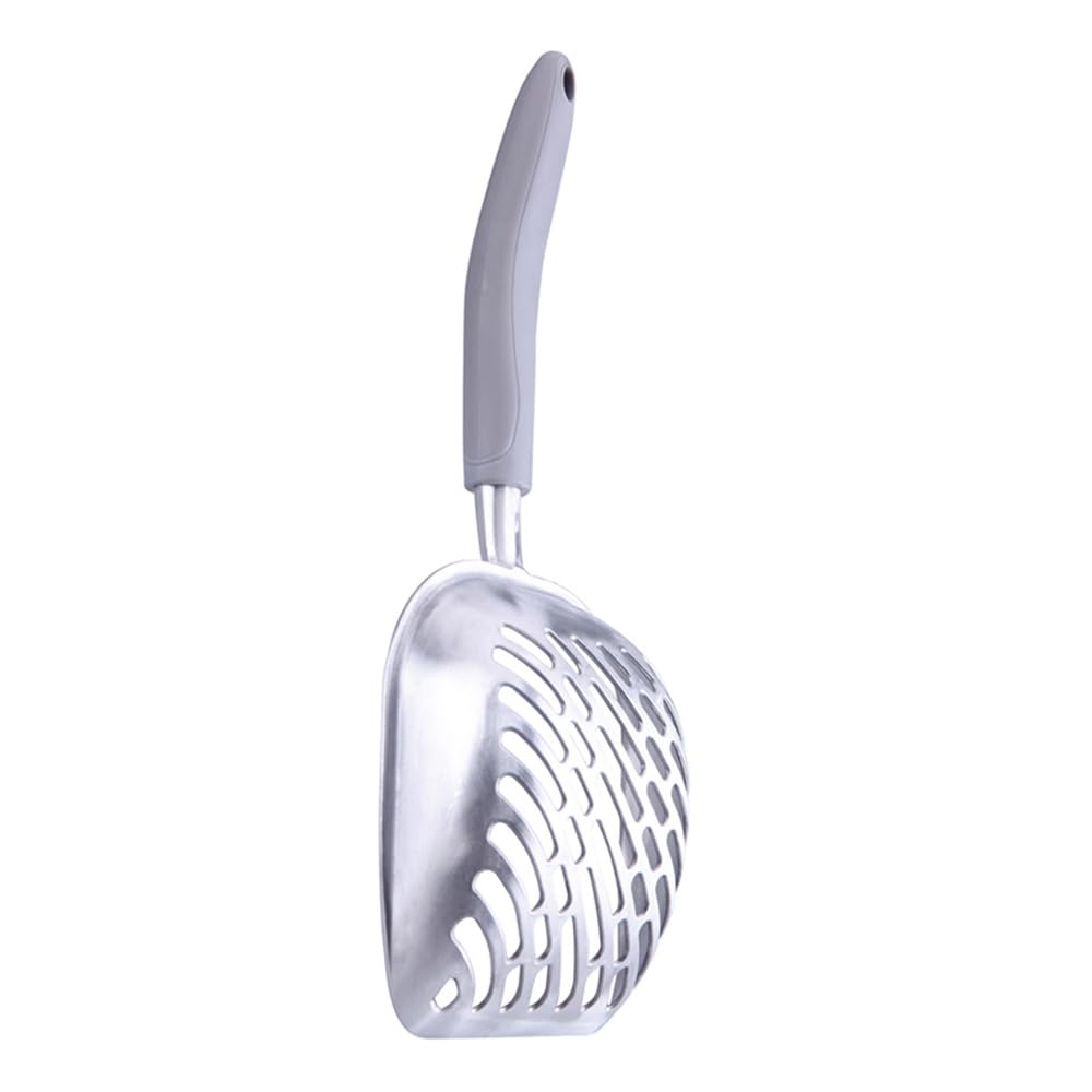 ملعقة فضلات القطط معدنية لتنظيف والكلاب والحيوانات الأليفة تنظيف الفضلات رمادي فاتح