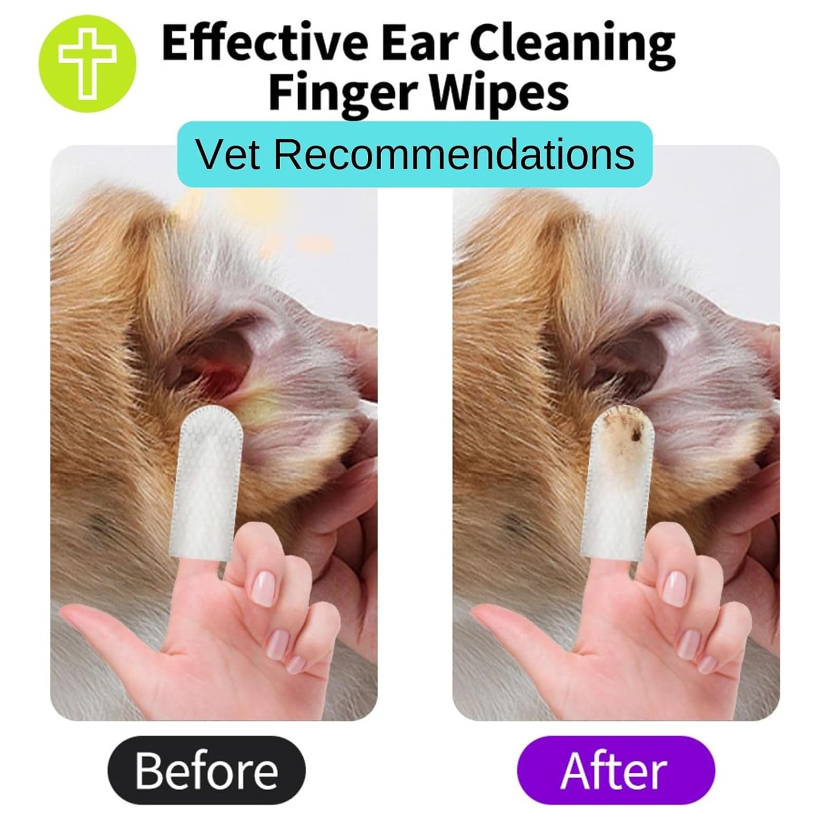 مناديل مبللة لتنظيف اذن الحيوانات الاليفة من 50 قطعة، مجموعة مناديل تنظيف للكلاب والقطط، مناديل اصابع لتنظيف الاذن لشمع الاذن، مناديل مبللة للاستعمال مرة واحدة لتخفيف حكة الاذن والحماية من العدوى