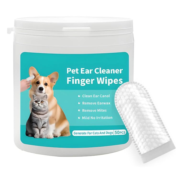 مناديل مبللة لتنظيف اذن الحيوانات الاليفة من 50 قطعة، مجموعة مناديل تنظيف للكلاب والقطط، مناديل اصابع لتنظيف الاذن لشمع الاذن، مناديل مبللة للاستعمال مرة واحدة لتخفيف حكة الاذن والحماية من العدوى