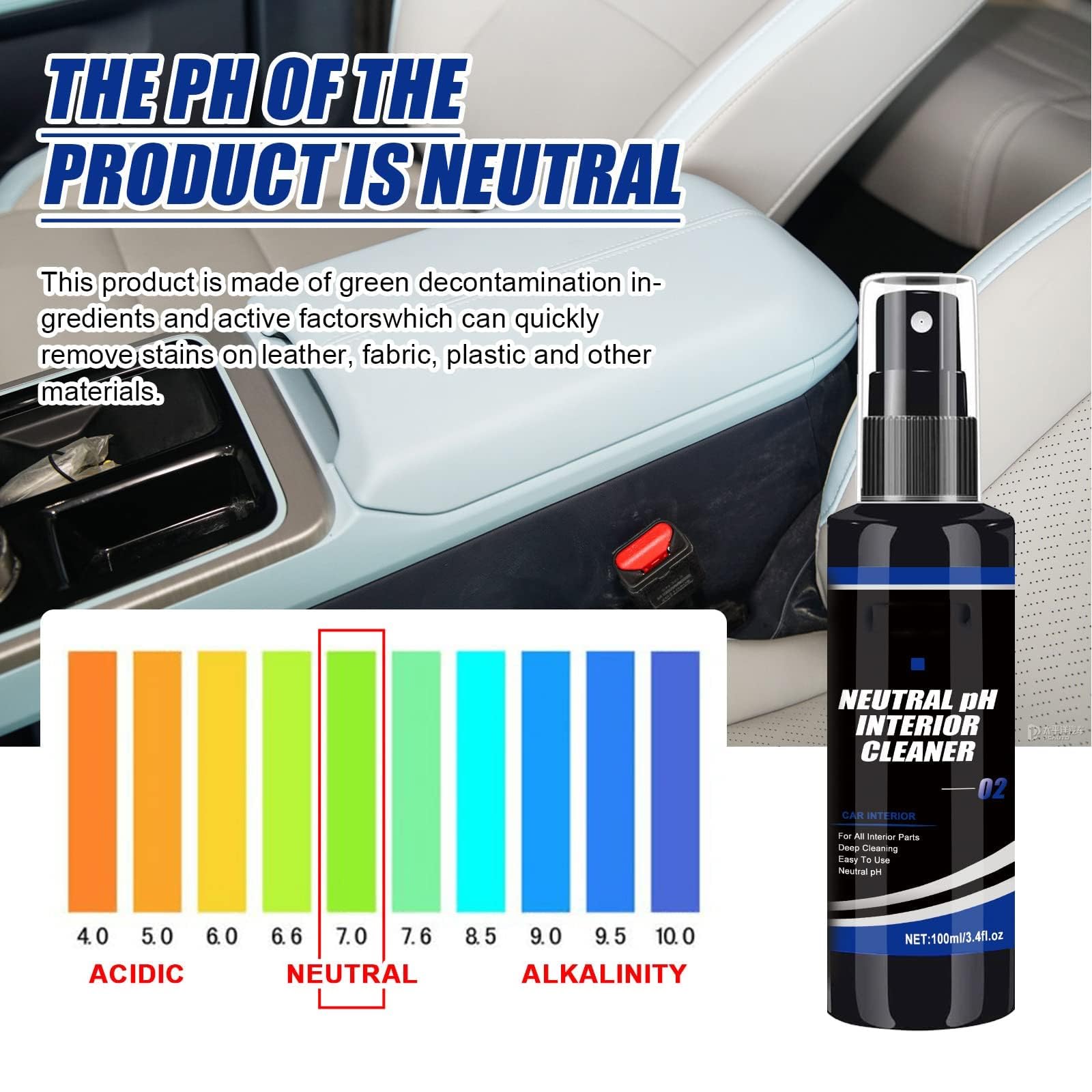 منظف عميق لتنظيف السيارة من الداخل والمفروشات، مزيل البقع شديد التحمل للمقاعد، مزيل روائح السيارة متعدد الاسطح وبخاخ معطر، منظف مقعد غير سام (قطعة واحدة)