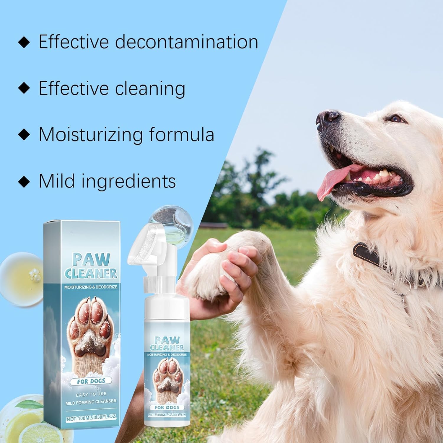 منظف مخالب الحيوانات الاليفة، منظف قدم الكلاب والقطط بدون شطف مع فرشاة سيليكون، منظف مخالب موحلة للحيوانات الاليفة من الجراء الى البالغين، تنظيف لطيف، ازالة الروائح والعناية المرطبة للمخالب الصغيرة