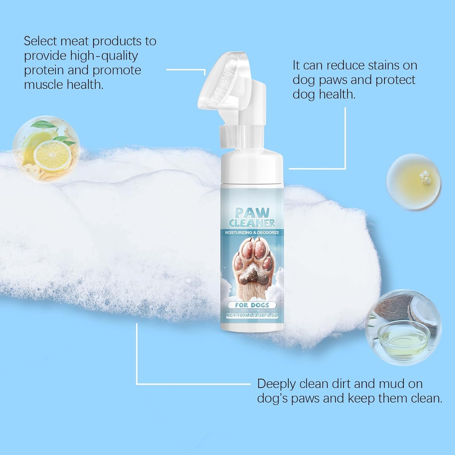 منظف مخالب الحيوانات الاليفة، منظف قدم الكلاب والقطط بدون شطف مع فرشاة سيليكون، منظف مخالب موحلة للحيوانات الاليفة من الجراء الى البالغين، تنظيف لطيف، ازالة الروائح والعناية المرطبة للمخالب الصغيرة