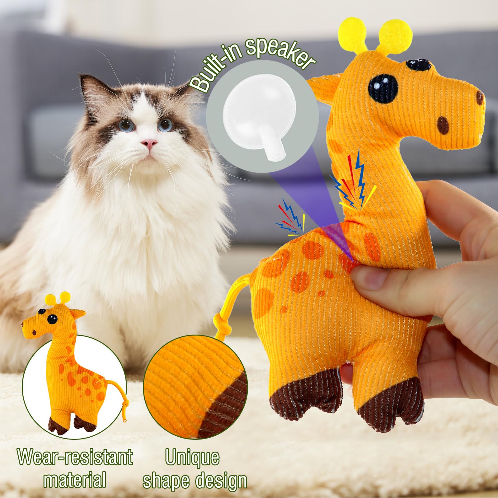 مونليدا لعبة النعناع البري، 3 قطع من العاب المضغ للقطط، العاب النعناع البري المقاومة للعض مع قطن البولي بروبلين الناعم وورق مجعد بالداخل، لعبة ريشة للقطط والقطط الصغيرة في الاماكن المغلقة