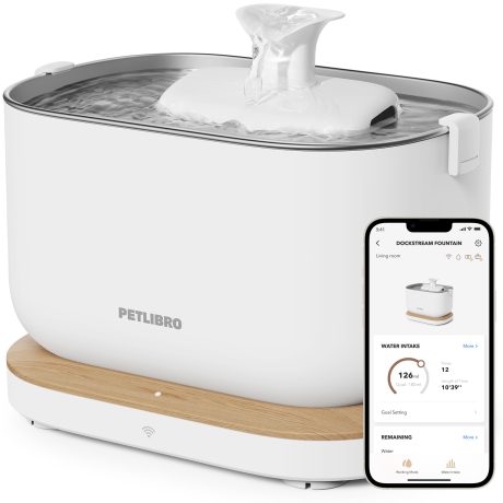 نافورة مياه للقطط مع صينية من الستانلس ستيل من بيتليبرو، موزع مياه أوتوماتيكي سعة 2.5 لتر للشرب، وعاء ذكي واي فاي 2.4 جيجا بالداخل