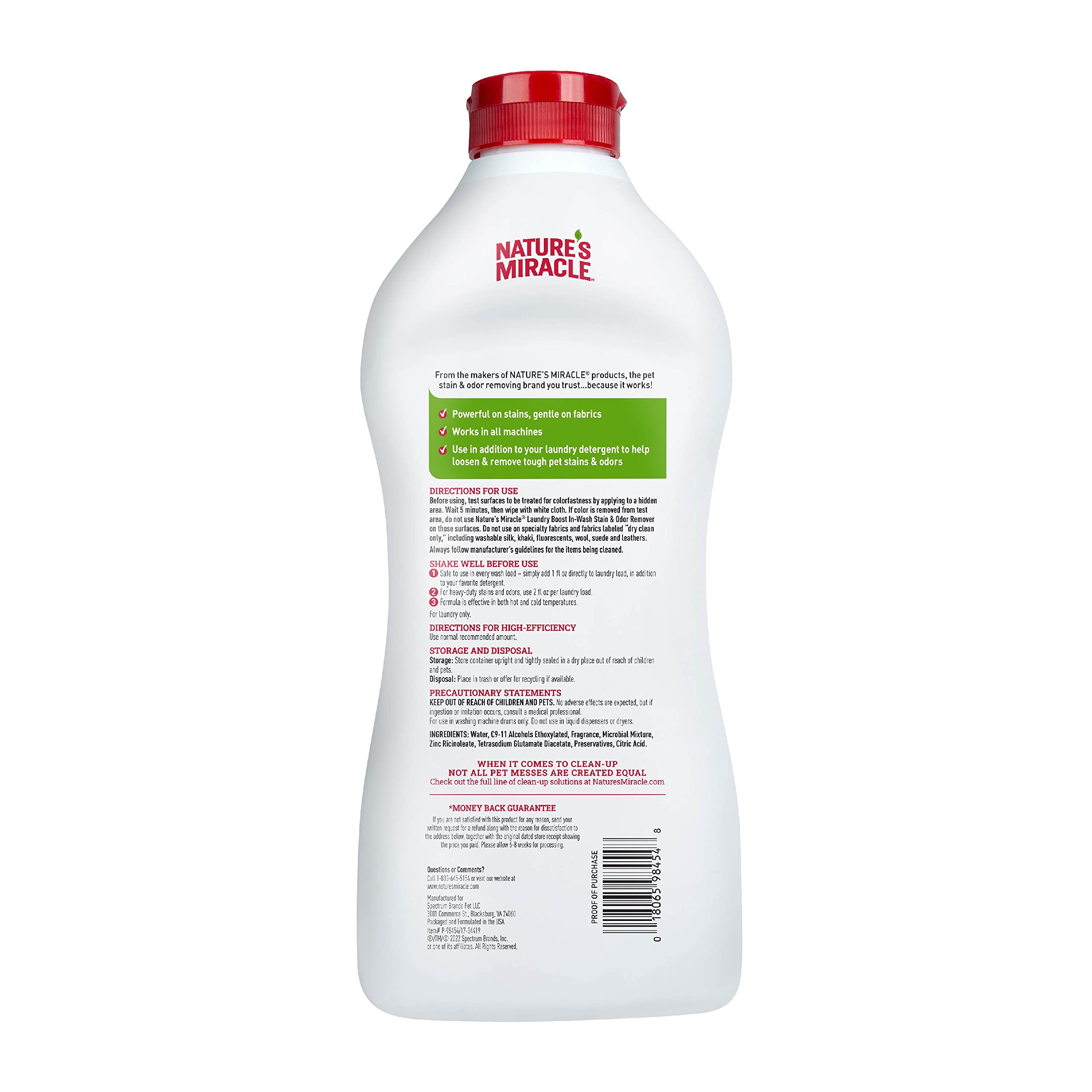 نيتشرز ميراكل مزيل البقع والروائح الكريهة اثناء الغسيل من لوندري بوست، 32 اونصة، اضافات لازالة بقع الغسيل والروائح الكريهة لجميع الالات