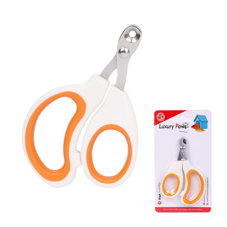 هيكيواي قصافة اظافر القطط وقطاعة مخالب القطط - ماكينة تشذيب احترافية بتصميم مخروطي 2 ملم، قصافة اظافر القطط والحيوانات الاليفة للقطط والطيور والجراء والقطط الصغيرة والهامستر (برتقالي-ابيض)