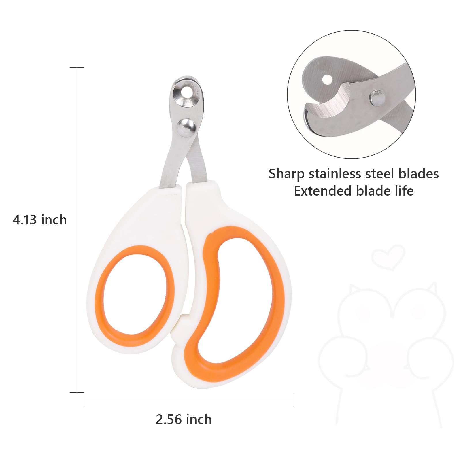 هيكيواي قصافة اظافر للقطط والحيوانات الاليفة بتصميم مخروطي 2 ملم، مثالية للقطط والطيور والهامستر والحيوانات الصغيرة - اداة قص مخلب القطط (بينك وابيض)