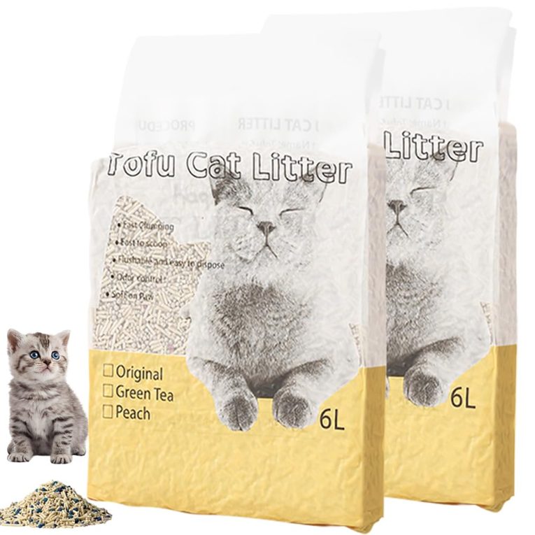 Gluckluz Tofu Cat Litter,12L Degradable Cat Litter Sand Flushable Clumping Pellets Scented Ultra Absorbent Bentonite 2 Bags in 1 Pack Kitty Litter Deodorizer Kittens Litter Natural Odor-Free （4KG）