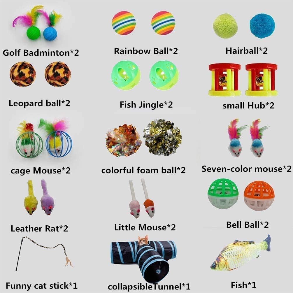 27 قطعة من لوازم العاب القطط الصغيرة، مجموعة العاب نفق القطط، تتضمن عصي ريش، كرات، العاب مجعدة، نفق ثلاثي الفتحات/ماوس تفاعلي/عصا قطط/كرات جولف من الريش/كرات منفوشة - رائعة