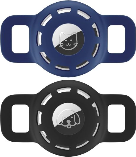 Aputue Cat Collar Holder, 2 Pcs Waterproof Silicone Case for Pet Collar, Anti-Lost Tracker Holder Compatible with Smart Tracking Devices, Secure Cat Tag Accessory for Indoor Outdoor Safety
