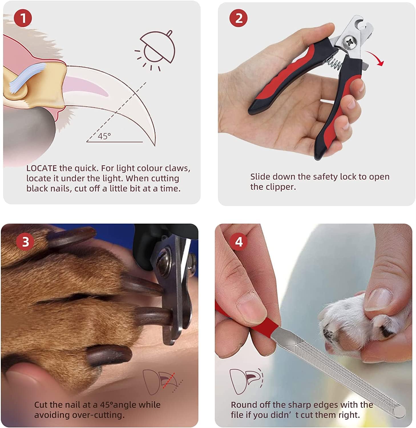 أداة قص أظافر للكلاب والقطط، لقص مخالب الكلاب للسلالات الكبيرة والصغيرة مع مبرد أظافر مجاني، احترافية للقطط مع واقي أمان لتجنب القص الزائد من مامو بير