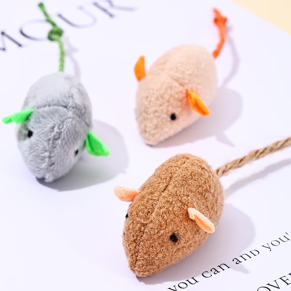 ألعاب قطيفة للقطط على شكل فأر بتصميم واقعي، عبوة من 3 قطع