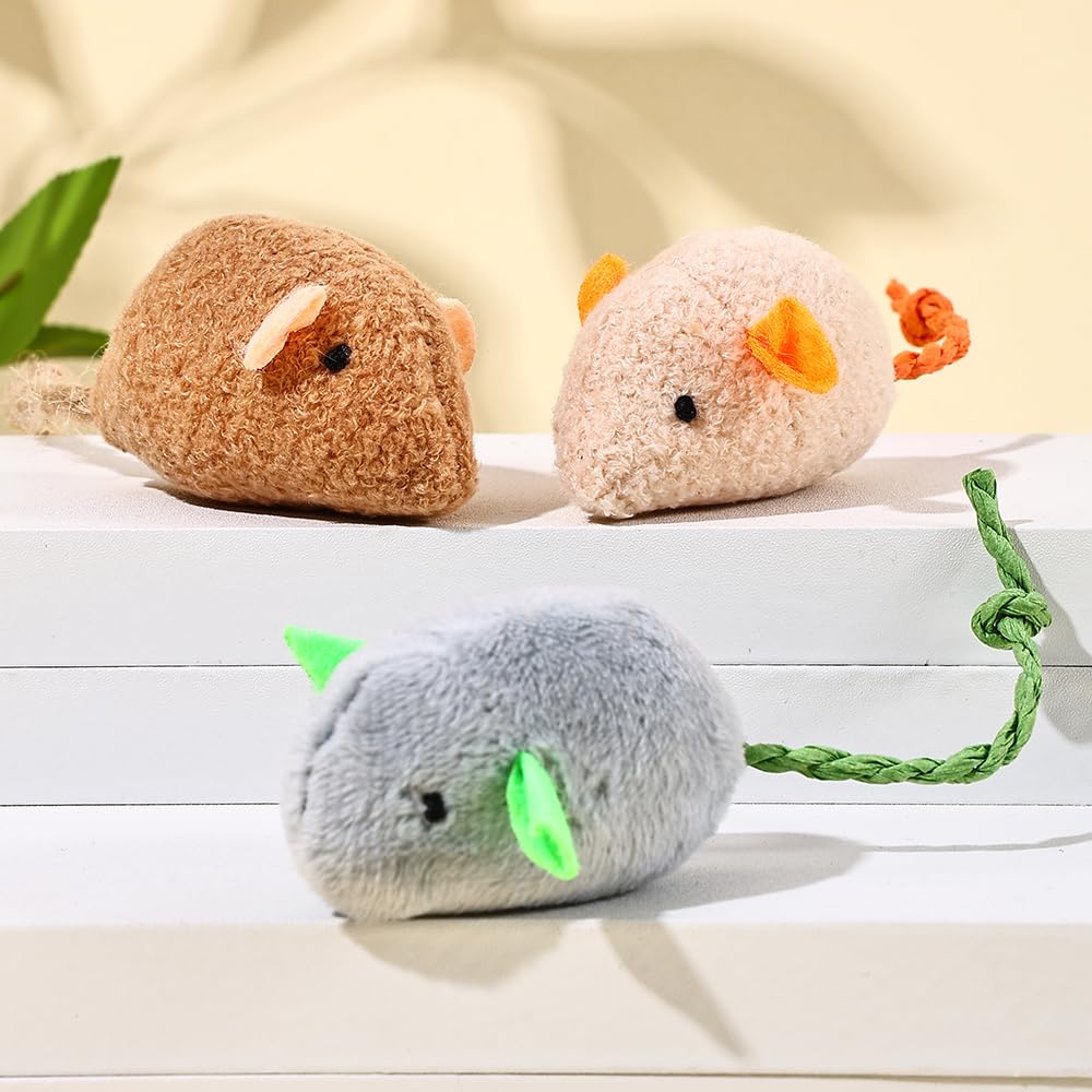 ألعاب قطيفة للقطط على شكل فأر بتصميم واقعي، عبوة من 3 قطع