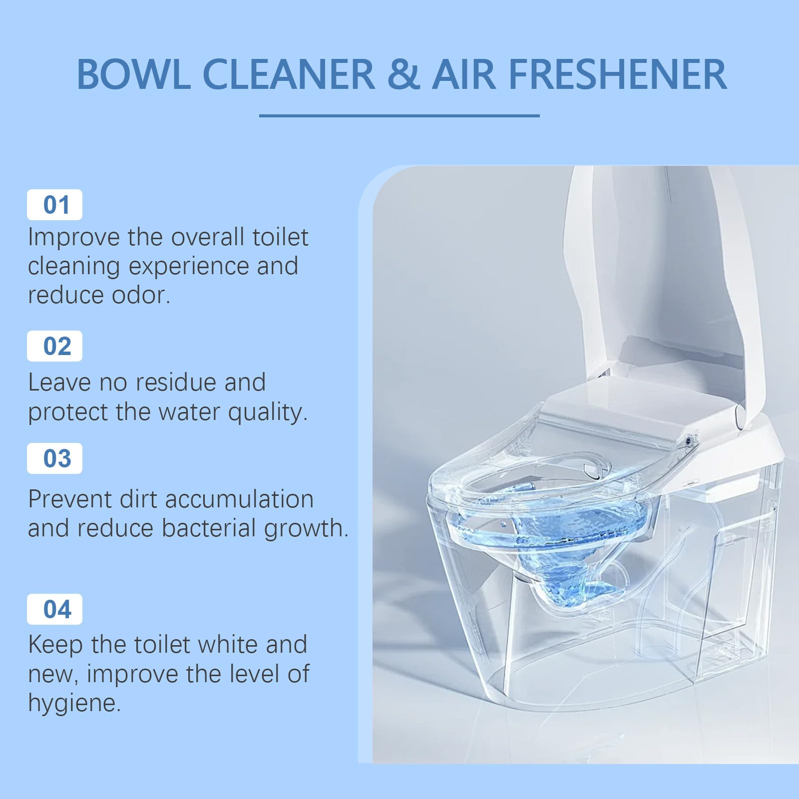 اقراص قوية لتنظيف حوض المرحاض، عبوة من 4 قطع مع مزيل للروائح الكريهة وازالة الترسبات، تركيبة تدوم طويلا للبقع الصعبة - تقنية تحرير مستدامة