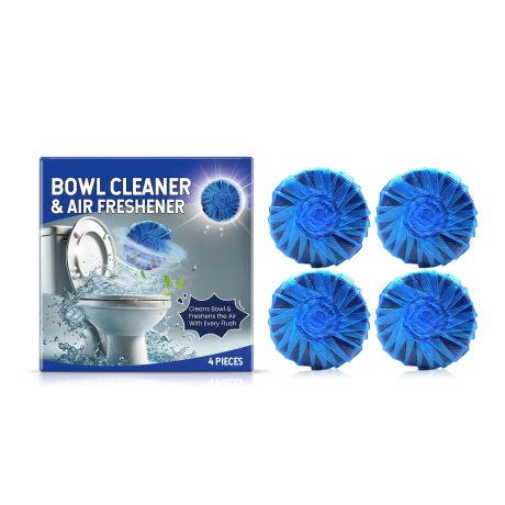 اقراص قوية لتنظيف حوض المرحاض، عبوة من 4 قطع مع مزيل للروائح الكريهة وازالة الترسبات، تركيبة تدوم طويلا للبقع الصعبة - تقنية تحرير مستدامة