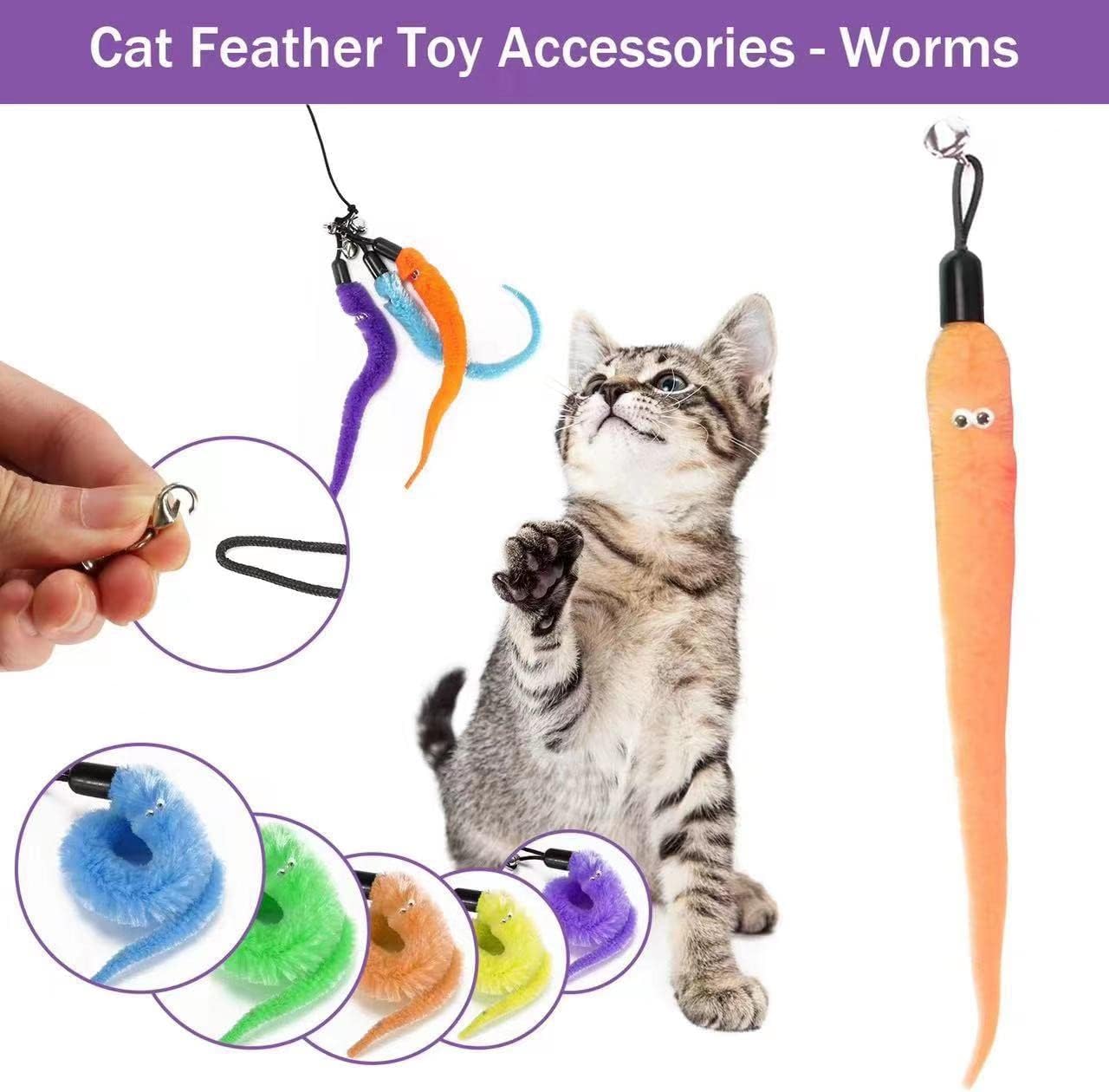 العاب القطط من بونجو، قطعتان من العاب ريشة القطط القابلة للسحب، 9 قطع بديلة قابلة لاعادة التعبئة، لعبة صنارة صيد القطط المضحكة، العاب قطط تفاعلية للمطاردة في الاماكن المغلقة