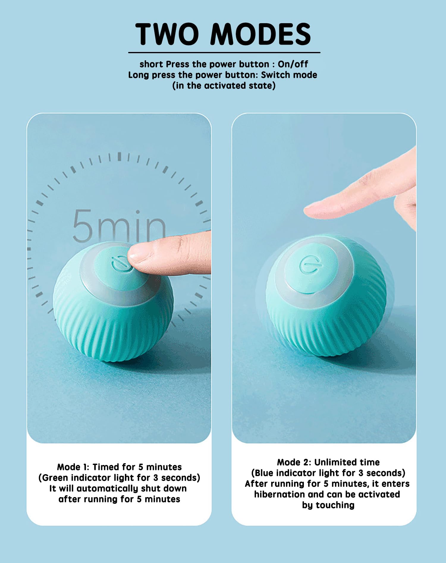 العاب كرة تفاعلية للقطط من اتش جيه كيو واي كيو، كرة متحركة اوتوماتيكية صامتة ذكية داخلية، بازل يقضي على العاب الحيوانات الاليفة المملة مع الاضواء، هدية ممتعة للقطط الصغيرة (ازرق)