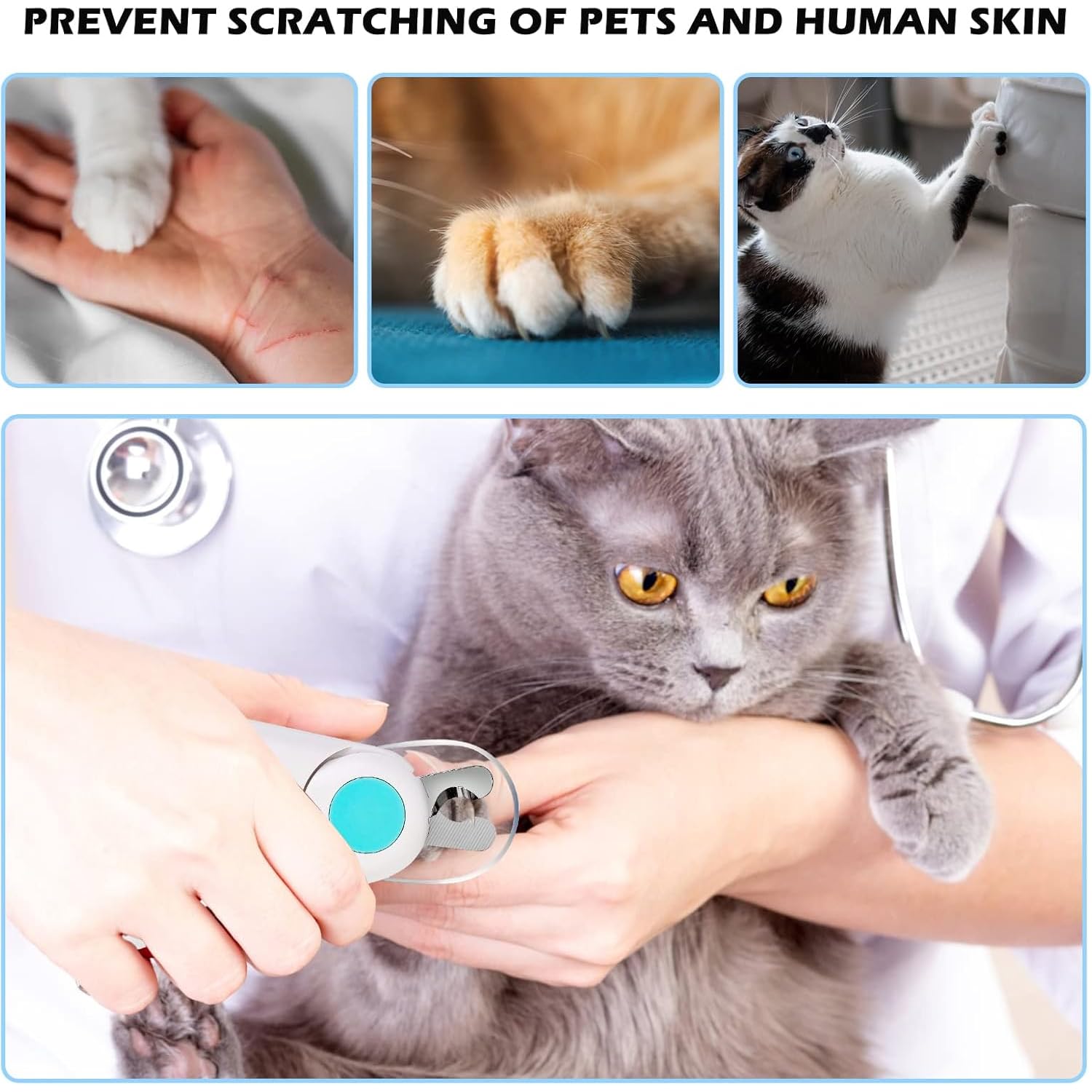 اماتير قصافة اظافر للكلاب والقطط مع ضوء LED ومبرد اظافر - اداة تشذيب احترافية للقطط والكلاب - اداة تشذيب مثالية للحيوانات الاليفة للعناية بالاظافر امنة وسهلة لتجنب القص الزائد