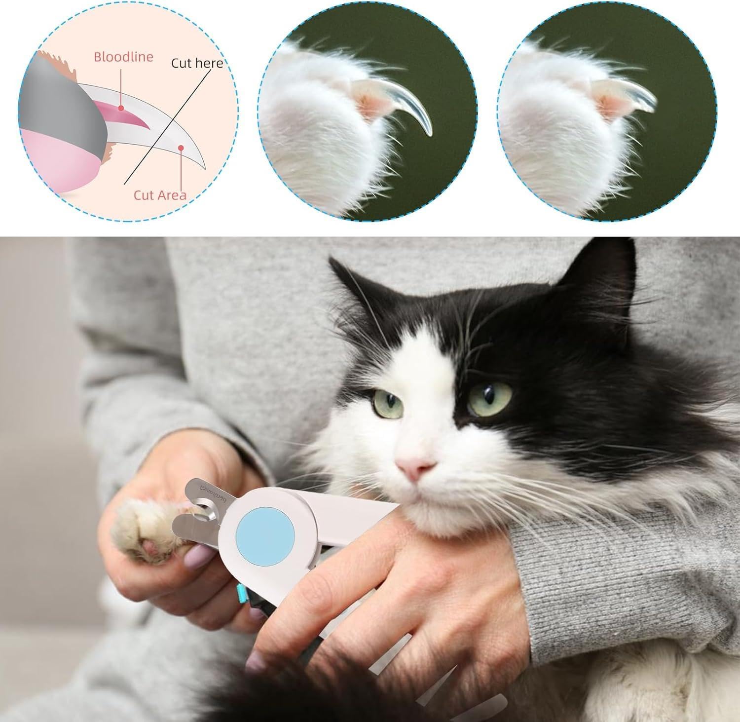 اماتير قصافة اظافر للكلاب والقطط مع ضوء LED ومبرد اظافر - اداة تشذيب احترافية للقطط والكلاب - اداة تشذيب مثالية للحيوانات الاليفة للعناية بالاظافر امنة وسهلة لتجنب القص الزائد