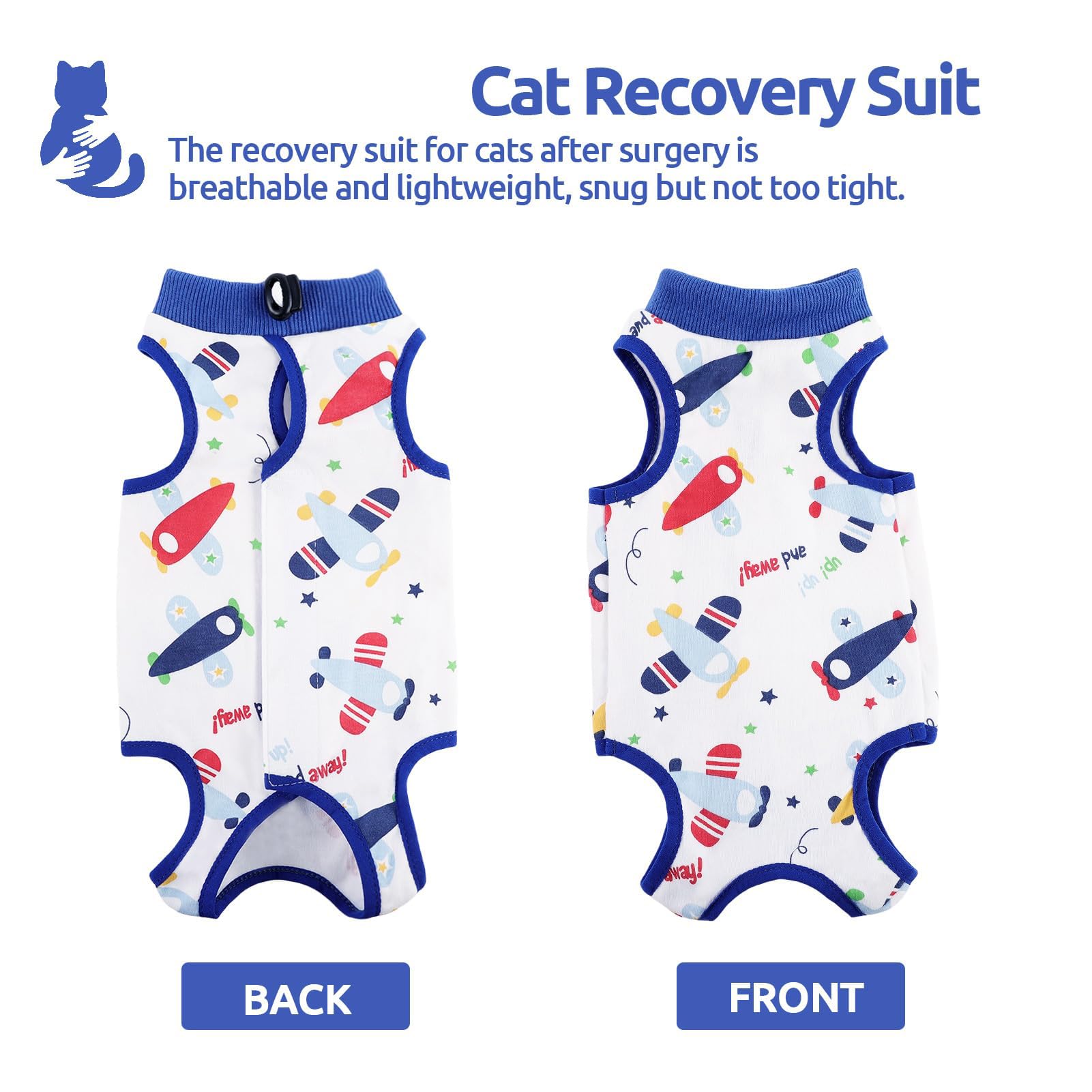 بدلة تعافي القطط التعافي من جراحة كاملة جراحية للقطط قطعة واحدة للحماية جروح البطن مضادة للعق بعد الجراحة للحيوانات الاليفة الصغيرة الذكور والإناث ازرق M ميكنج تيك