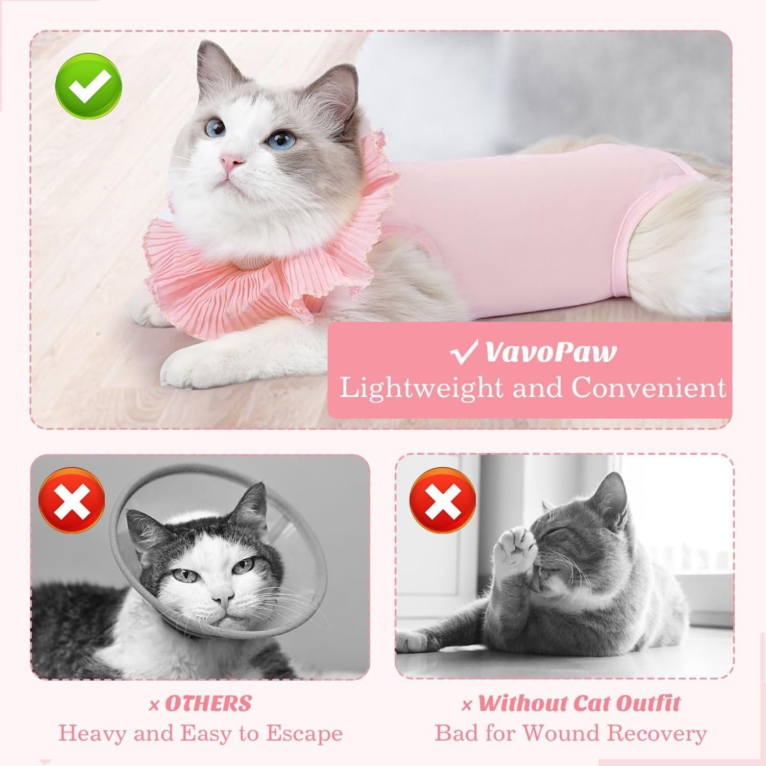 بدلة تعافي القطط من جويز، بدلة التعافي من جراحة القطط، قميص للتعافي الجراحي جيد التهوية بعد الجراحة، مضاد للعق للجروح، بديل ياقة E، ملابس للقطط فقط للنساء والقطط الصغيرة