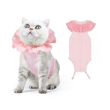 بدلة تعافي القطط من جويز، بدلة التعافي من جراحة القطط، قميص للتعافي الجراحي جيد التهوية بعد الجراحة، مضاد للعق للجروح، بديل ياقة E، ملابس للقطط فقط للنساء والقطط الصغيرة