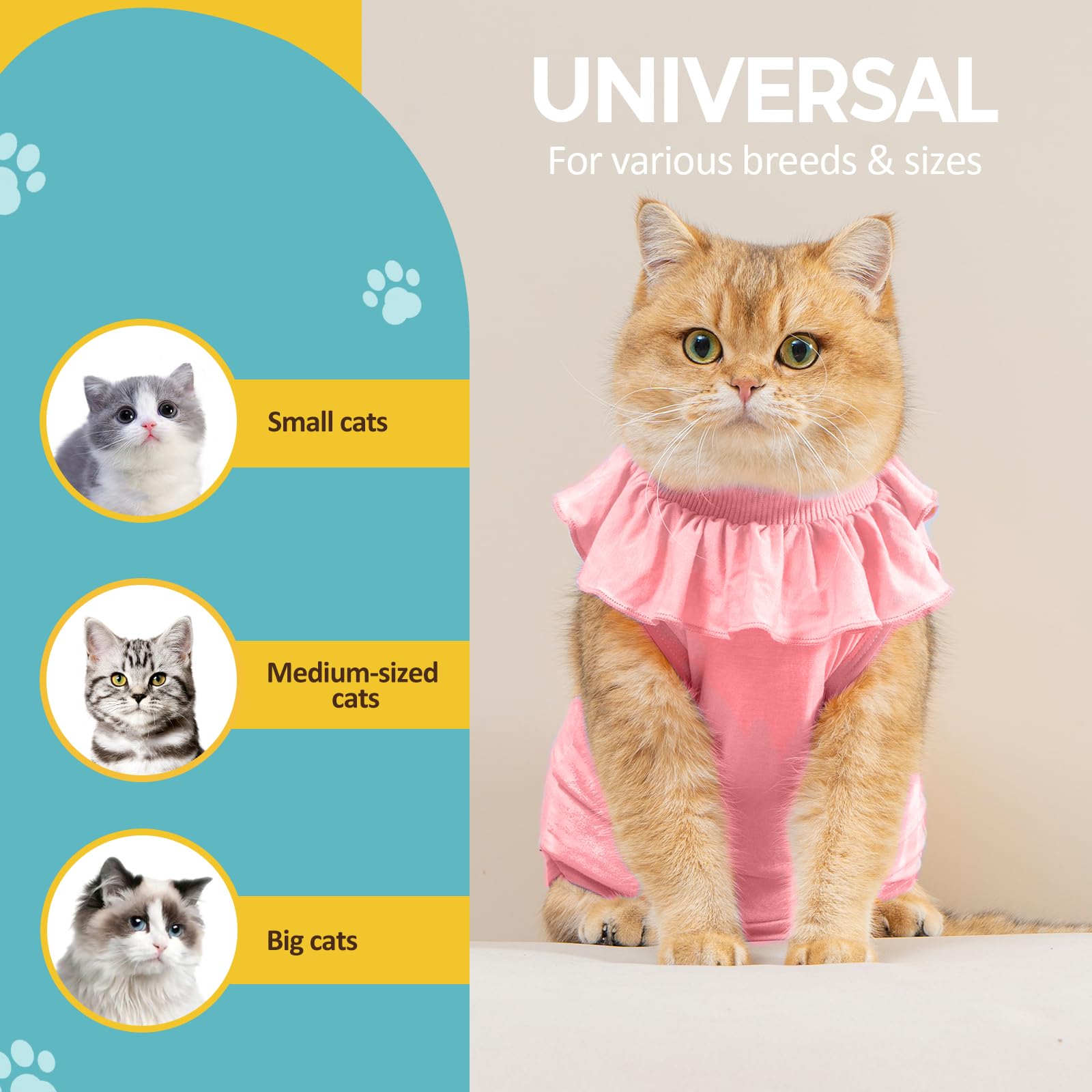 بدلة تعافي للقطط من افونت، قطعة واحدة للقطط بعد الجراحة، بدلة شفاء لإناث القطط بديلة لبدلة الجراحة، زي القطط للحماية بعد الجراحة أو الأمراض الجلدية، أزرق، S