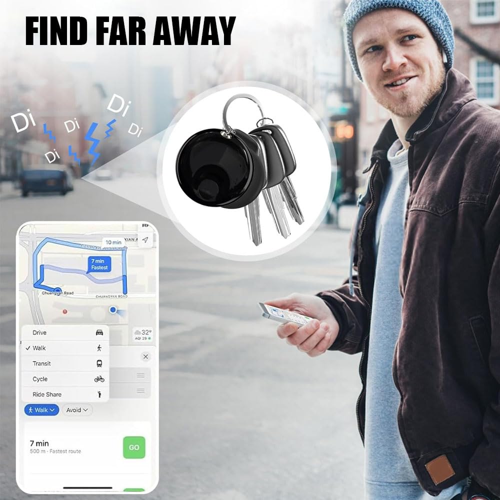 بطاقة تعقب الهواء الذكية من ييونتي، عبوة من قطعتين من محدد موقع المفاتيح متوافقة مع تطبيق فايند ماي (iOS فقط) جهاز تتبع الاطفال الصغار، بطاقة تعقب بلوتوث صغيرة للقطط والكلاب والحيوانات الاليفة