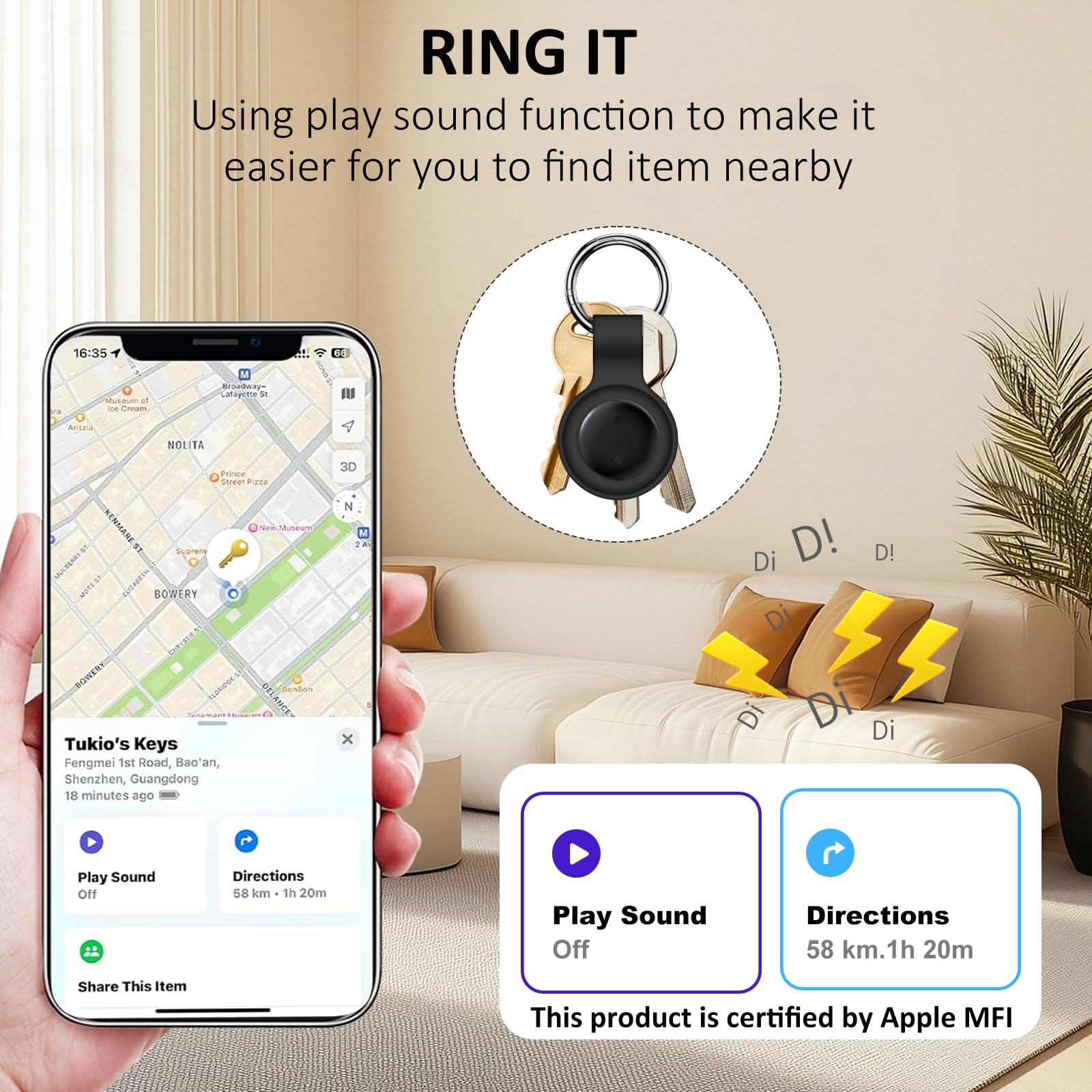 بطاقة تعقب تعمل مع ابل فايند ماي (اي او اس فقط)، جهاز تتبع القطط بدون رسوم شهرية مع اطواق القطط - تحديد الموقع ومضاد للضياع، جهاز تتبع ذكي يعمل بالبلوتوث