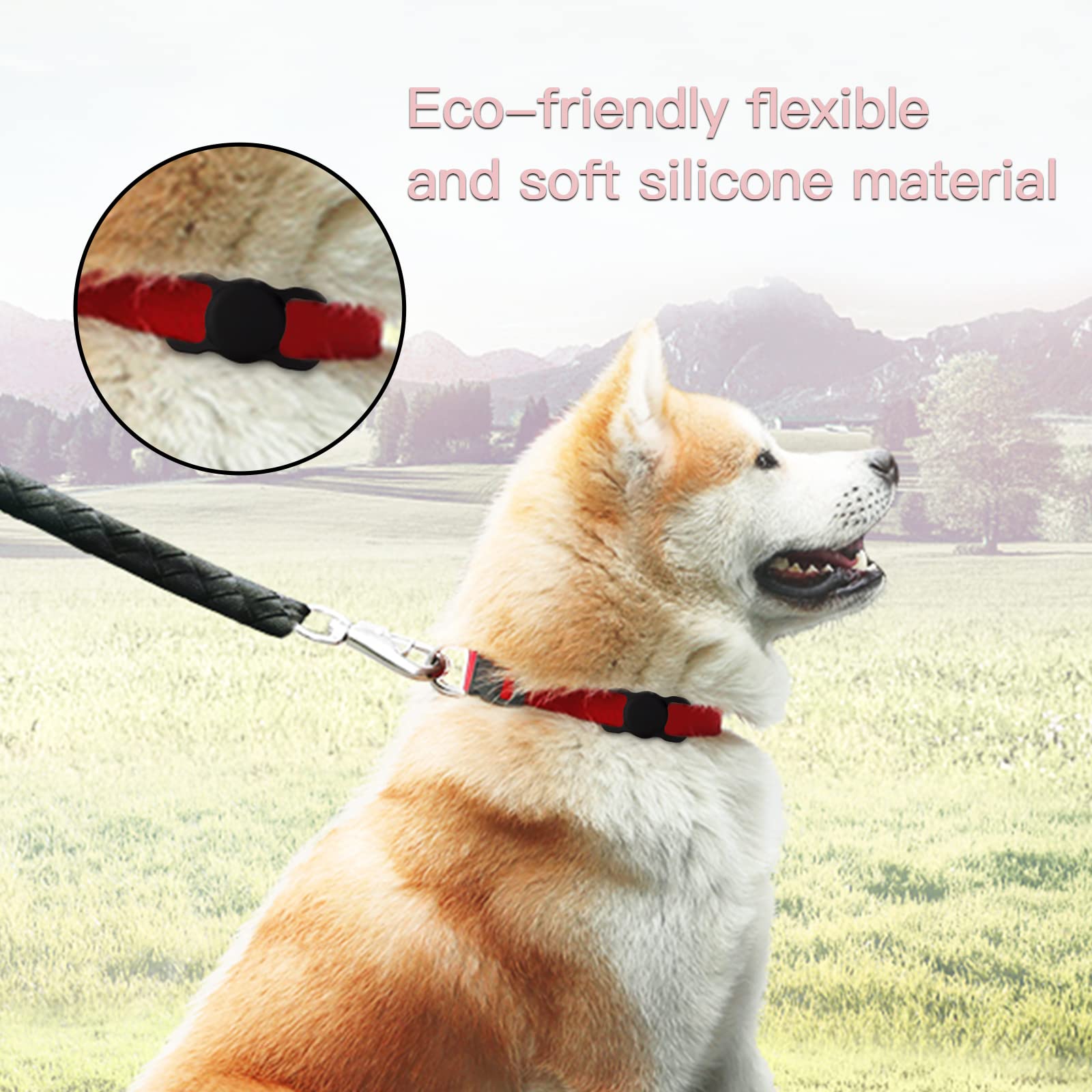 بوبي دوجي حامل طوق الكلب ايرتاج لجهاز تتبع الكلاب والقطط حافظة سيليكون مقاومة للماء والخدش والضياع سلسلة مفاتيح لطوق عبوة من قطعتين مقاس S بينك زهري