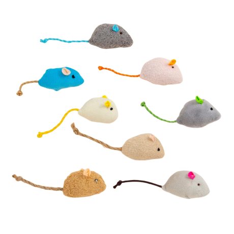 بوسيشي 8 قطع من العاب القطط على شكل فئران النعناع البري للقطط الداخلية، دمى فأر مخملية للمضغ وطحن الاسنان، مجموعة لعب القطط التفاعلية الناعمة للقطط الصغيرة والمتوسطة، العاب قطط محشوة متينة مقاومة للعض