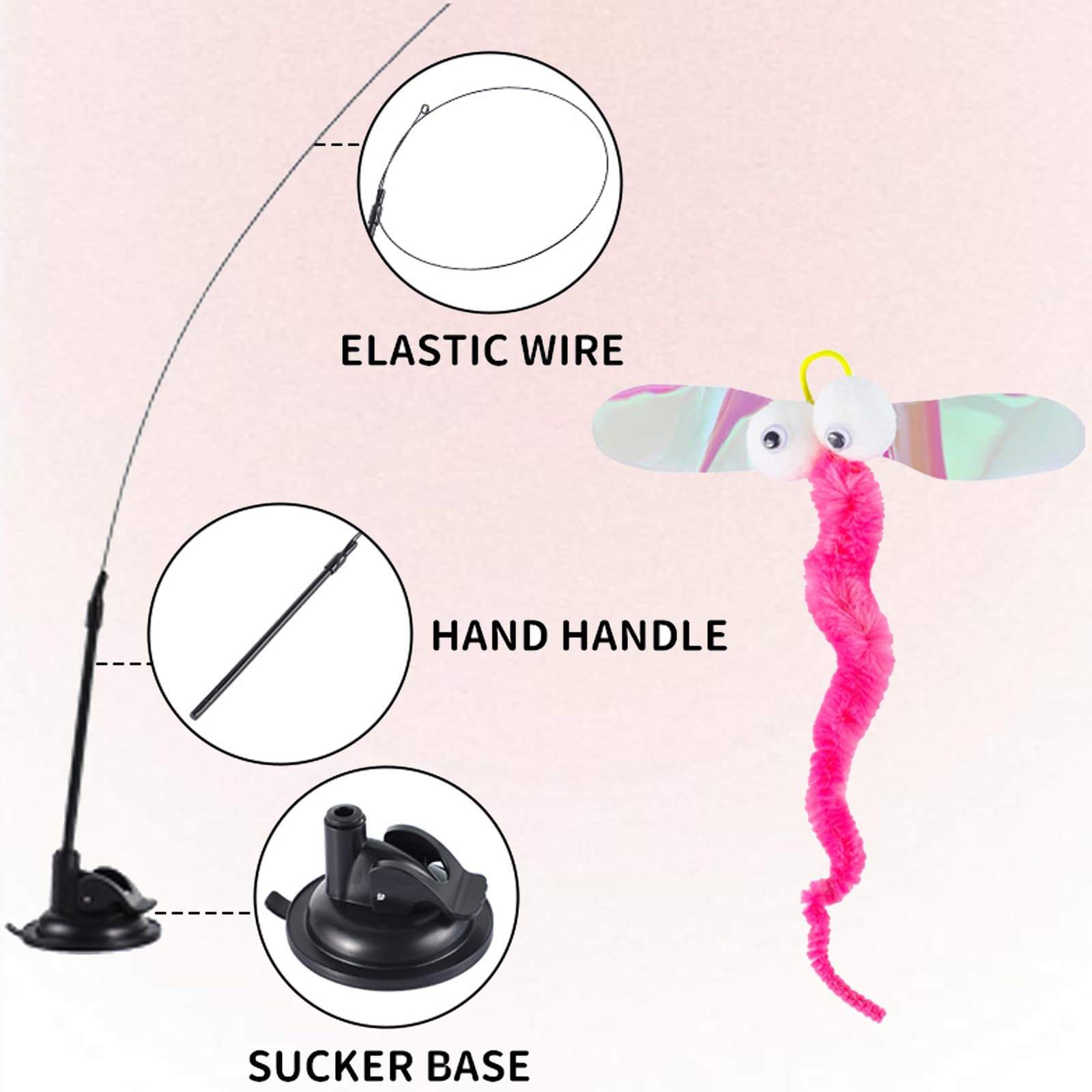 بيونتي 19 قطعة من العاب القطط، العاب ريشة مع اكواب شفط، العاب تمارين مطاردة للحيوانات الاليفة، لعبة عصا للقطط بالوان مختلفة للاستبدال، محمولة باليد وكوب شفط 2 في 1