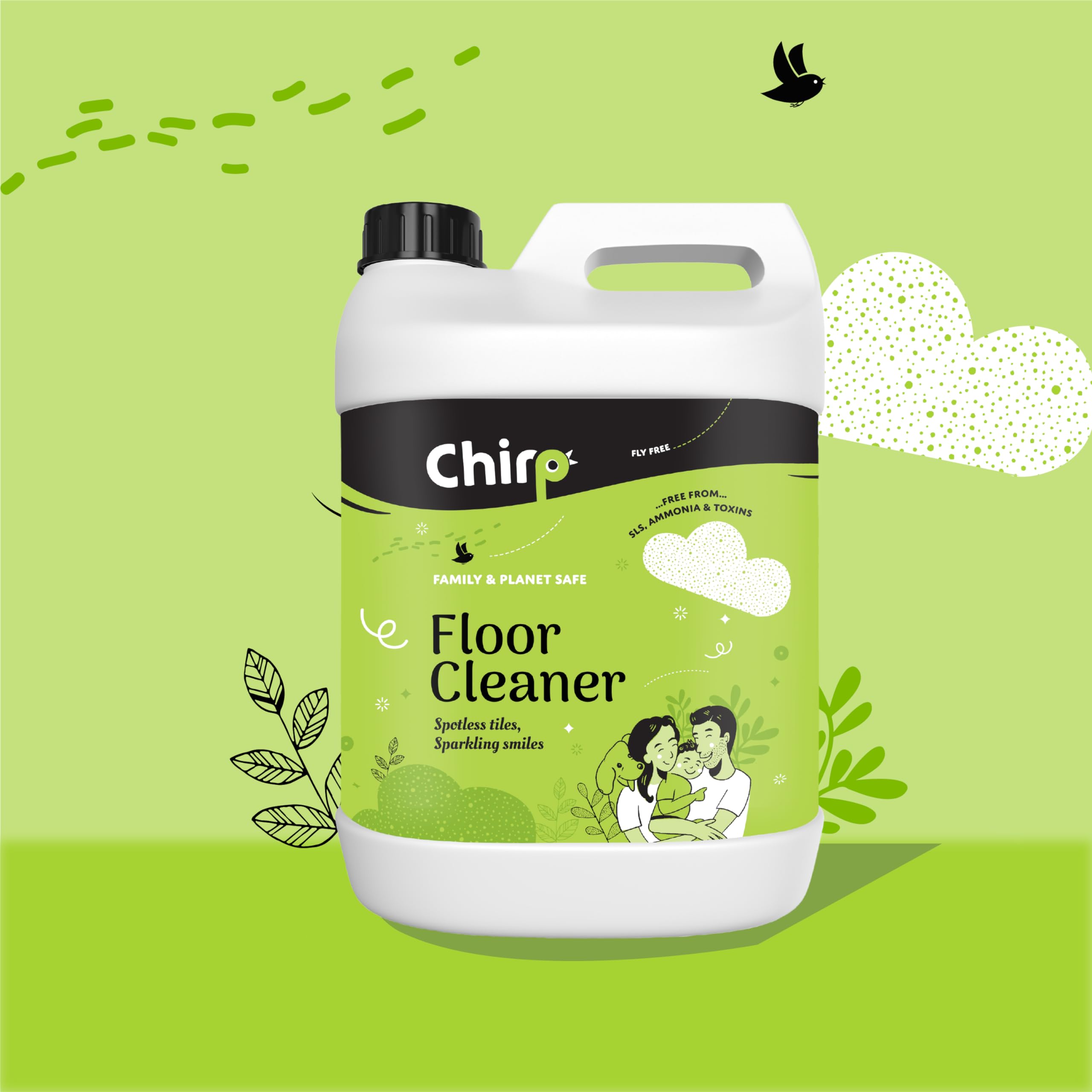 تشيرب - سائل منظف الارضيات (5 لتر)، صديق للحيوانات الاليفة (للكلاب والقطط) وامن على الاطفال بمكونات طبيعية وعضوية وعشبية وغير سامة ونباتية