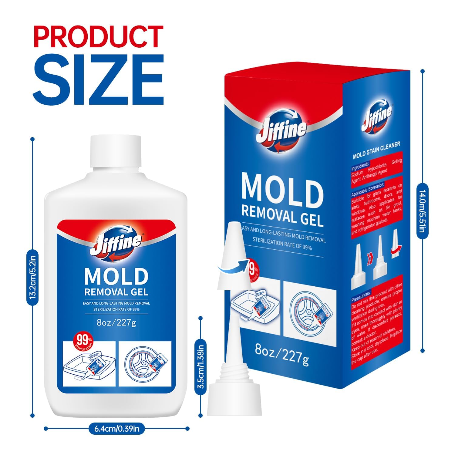 جل منظف شديد التحمل لازالة البقع والعفن الفطري لغسالات الملابس وبلاط الحمام وسد الدش والجص - جل تنظيف مضاد للعفن للتنظيف العميق وازالة الروائح الكريهة - 8 اونصة سائلة