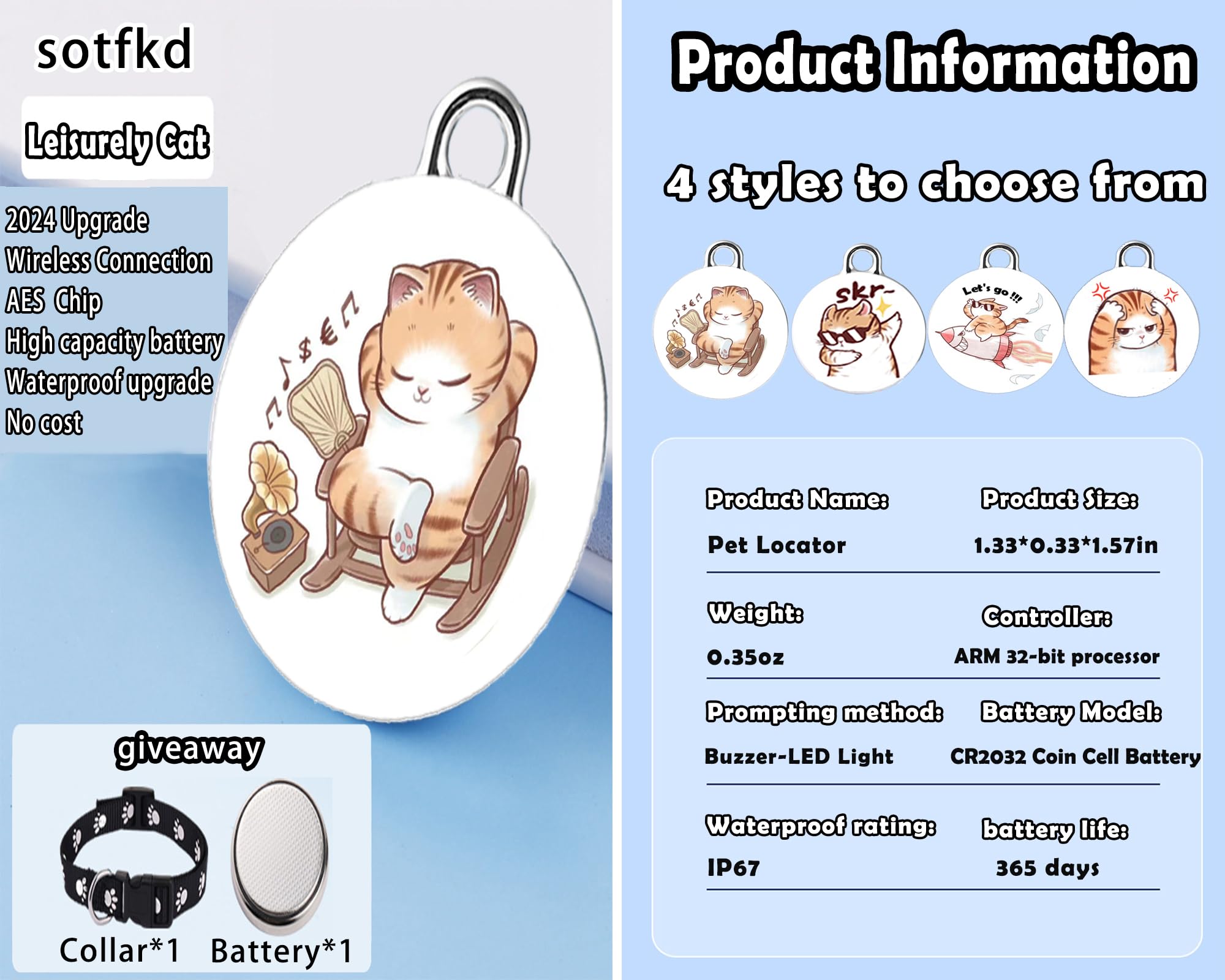 جهاز تتبع القطط اير تاغ مع نظام تحديد المواقع GPS للقطط، اندرويد ايرتاج، جهاز تتبع الحيوانات الاليفة، اندرويد واي او اس، عالمي بدون رسوم شهرية | لا يتطلب شحن | مقاوم للماء | يعمل مع اي طوق