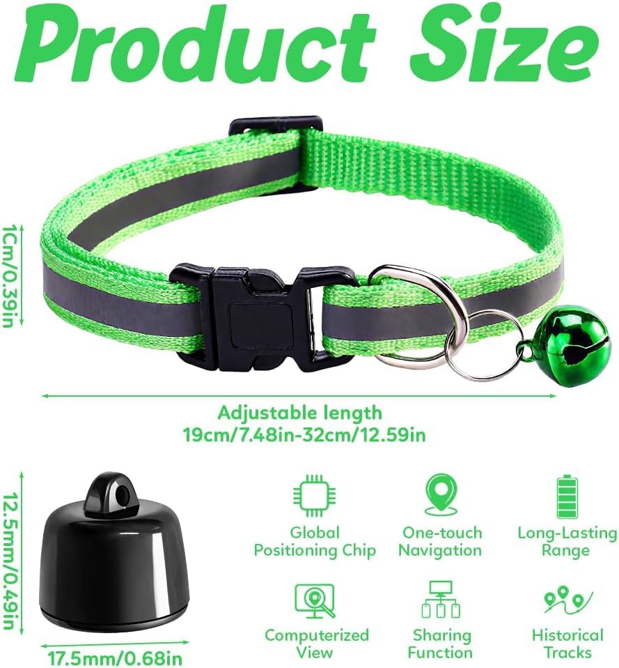 جهاز تتبع الياقات للقطط والكلاب من نافيسو، جهاز تتبع صغير متوافق مع iOS واندرويد وتتبع الحيوانات الاليفة وموقع الحيوانات الاليفة، تتبع عالمي بدون رسوم شهرية