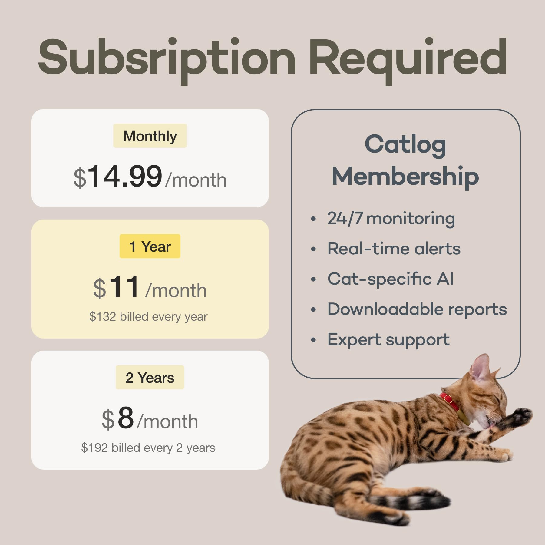 جهاز تتبع صحة القطط من كاتلوغ - طوق ذكي للقطط مع مشبك امان قابل للفصل للقطط الداخلية، تنبيهات صحية، مراقبة فورية (فحمي، XS)