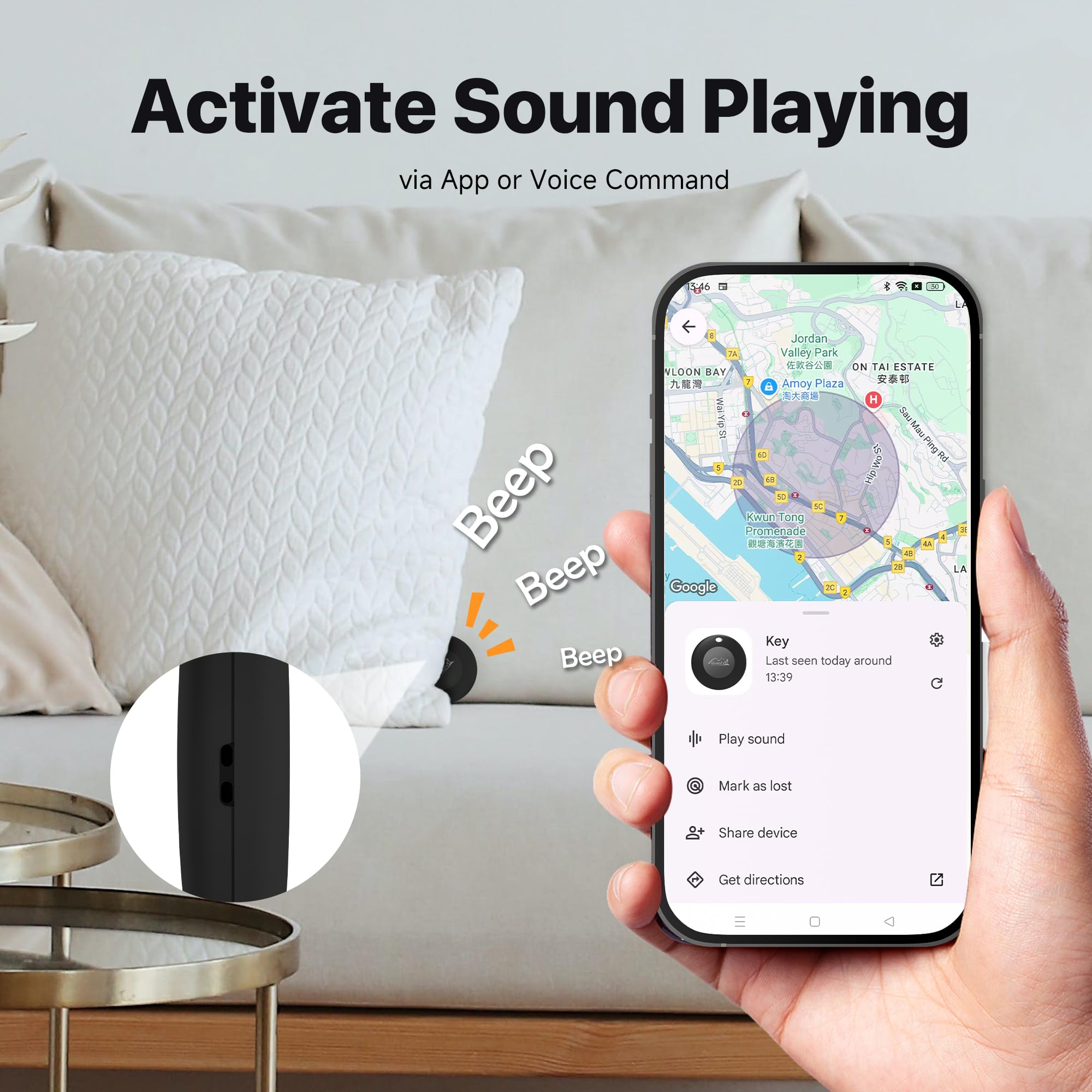 جهاز تتبع لايف ميت لاندرويد، متتبع معتمد من جوجل فايند ماي ديفايس، بطاقة تتبع ذكية / محدد موقع العناصر للمفاتيح والامتعة وشنطة الظهر والشنطة والمحفظة (عبوة من 4 قطع)