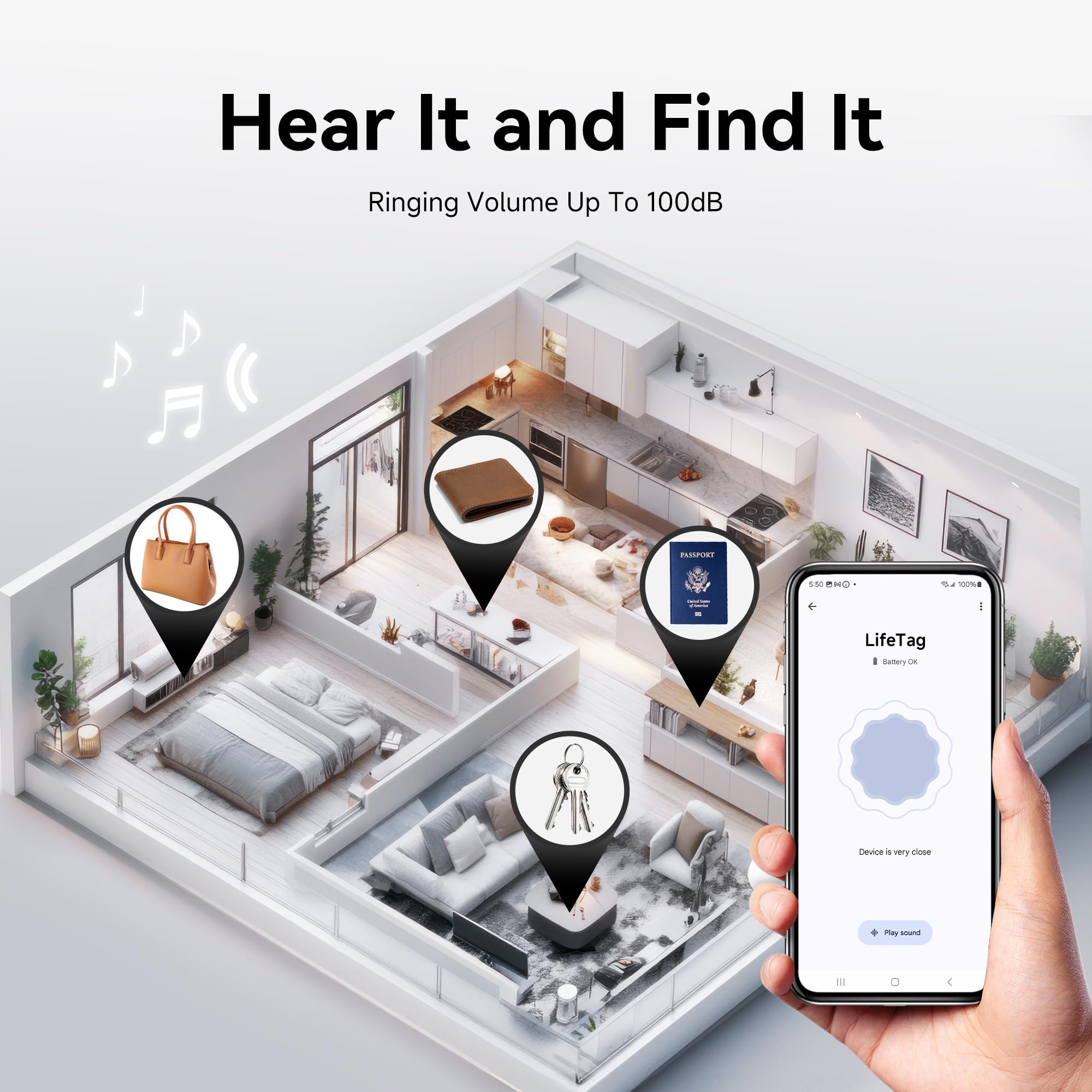 جهاز تتبع لايف ميت لاندرويد، متتبع معتمد من جوجل فايند ماي ديفايس، بطاقة تتبع ذكية / محدد موقع العناصر للمفاتيح والامتعة وشنطة الظهر والشنطة والمحفظة (عبوة من 4 قطع)