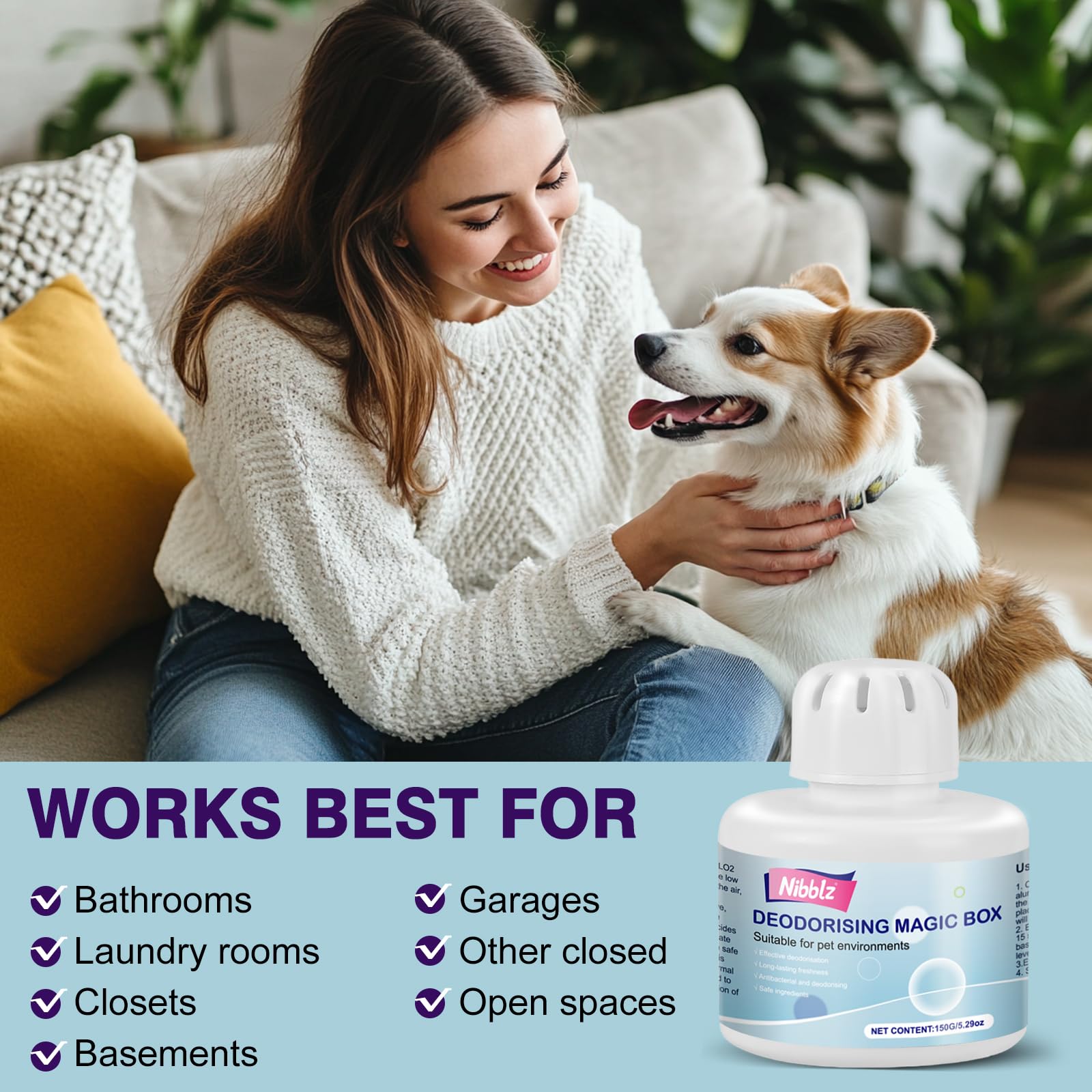 جيل لامتصاص روائح الحيوانات الأليفة ومعطر هواء ومزيل للروائح، 283 جرام، عبوتان