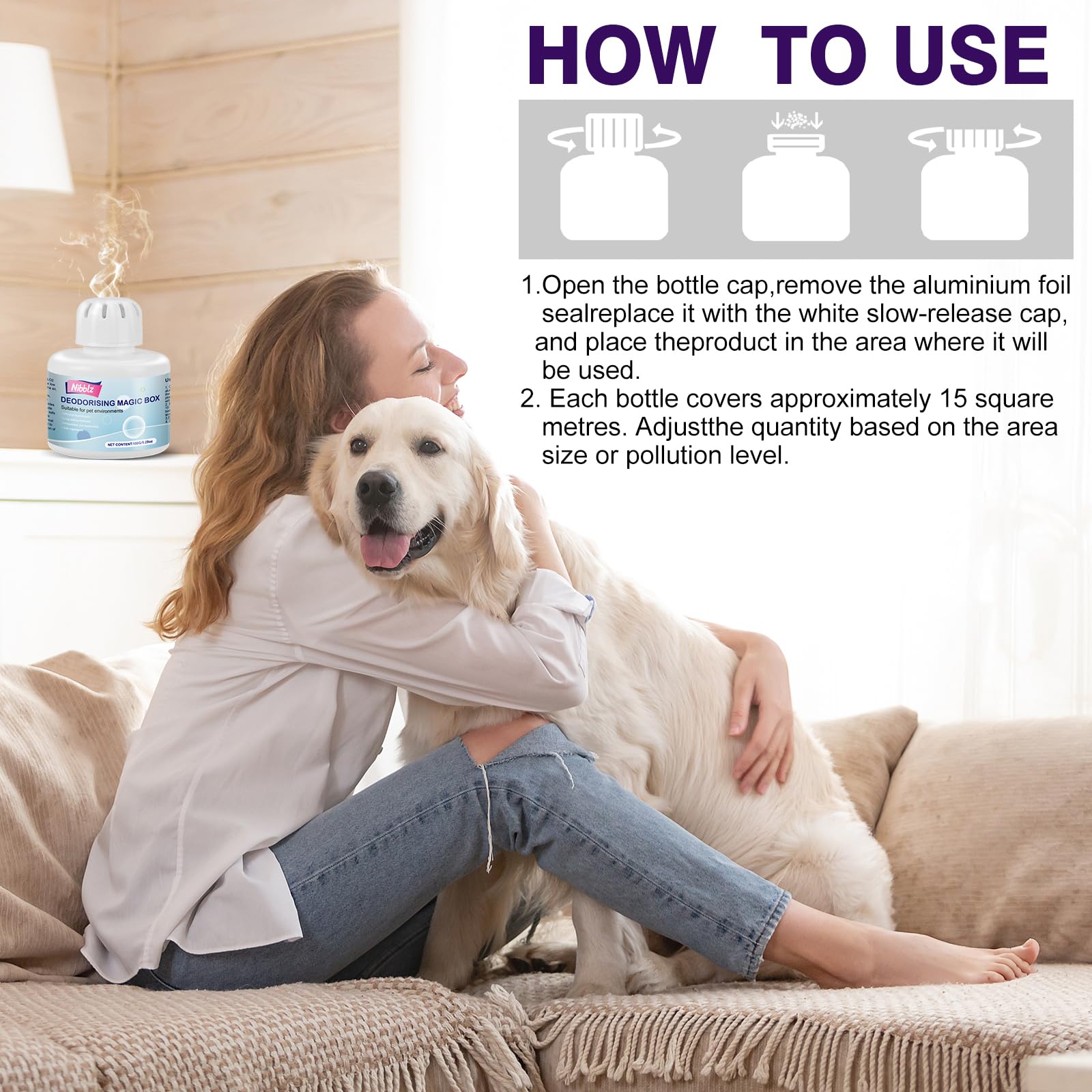 جيل لامتصاص روائح الحيوانات الأليفة ومعطر هواء ومزيل للروائح، 283 جرام، عبوتان