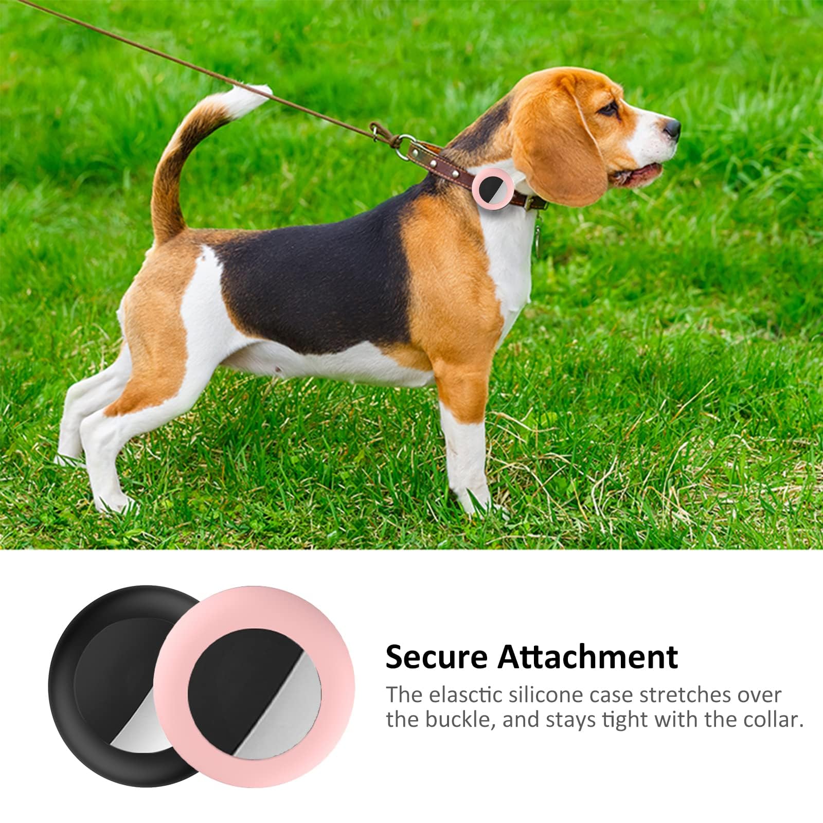 حامل طوق القطط اير تاج 2025 من بوكيلا، حامل طوق صغير متوافق مع جهاز تتبع ابل ايرتاغ جي بي اس، غطاء مقاوم للماء لاطواق القطط والكلاب والحيوانات الاليفة في حدود 3/8 انش (اسود وزهري)