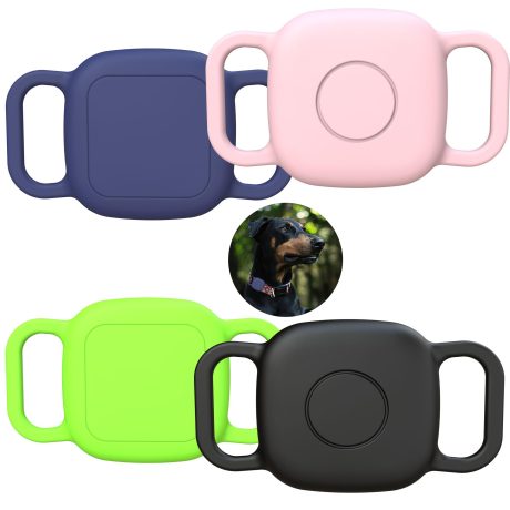 حامل طوق كلب مقاوم للماء لجهاز تتبع تايل ميت 2024/ ميت 2022، جراب سيليكون ناعم مضاد للضياع لقلادة القطط والحيوانات الاليفة، ملحقات غطاء واقي لجهاز تتبع البلاط (ازرق/ابيض)